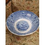 Large victorian blue and white bowl. Af.