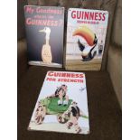 3 vintage style Guinness signs.