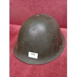 World War military helmet.