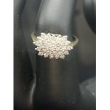 9ct gold large diamond cluster ring.