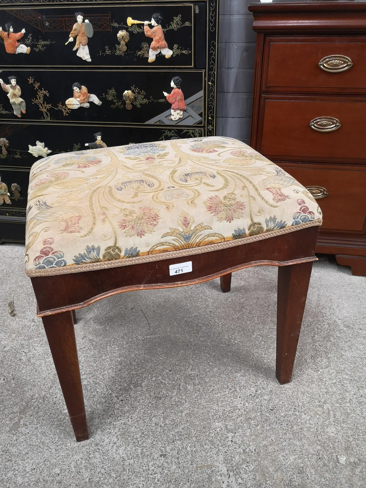 Edwardian period piano stool with art deco style upholstery.