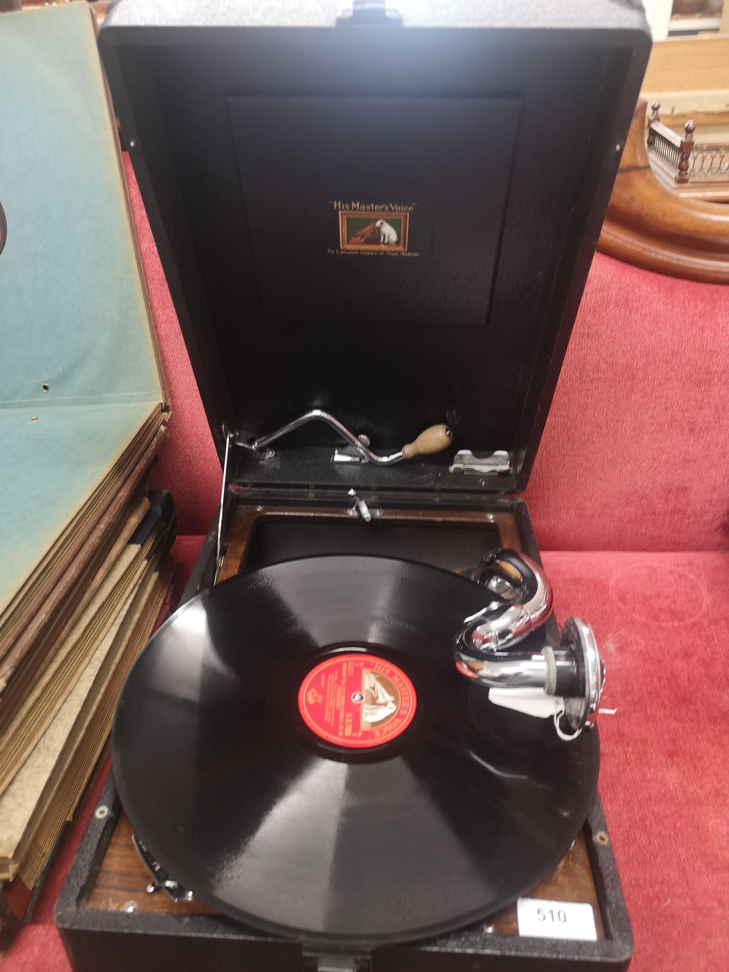 His masters voice gramaphone together with selection of gramaphone records. - Image 2 of 7