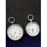 2 silver Hall marked ladies pocket watches.