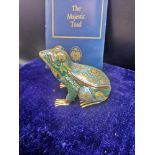 House of faberge majestic toad with 22 karat gold coating with certificate and box.