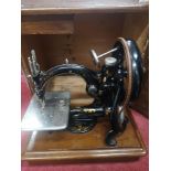 Wilcox and gibbs sewing machine company stunning sewing machine in fitted wooden case