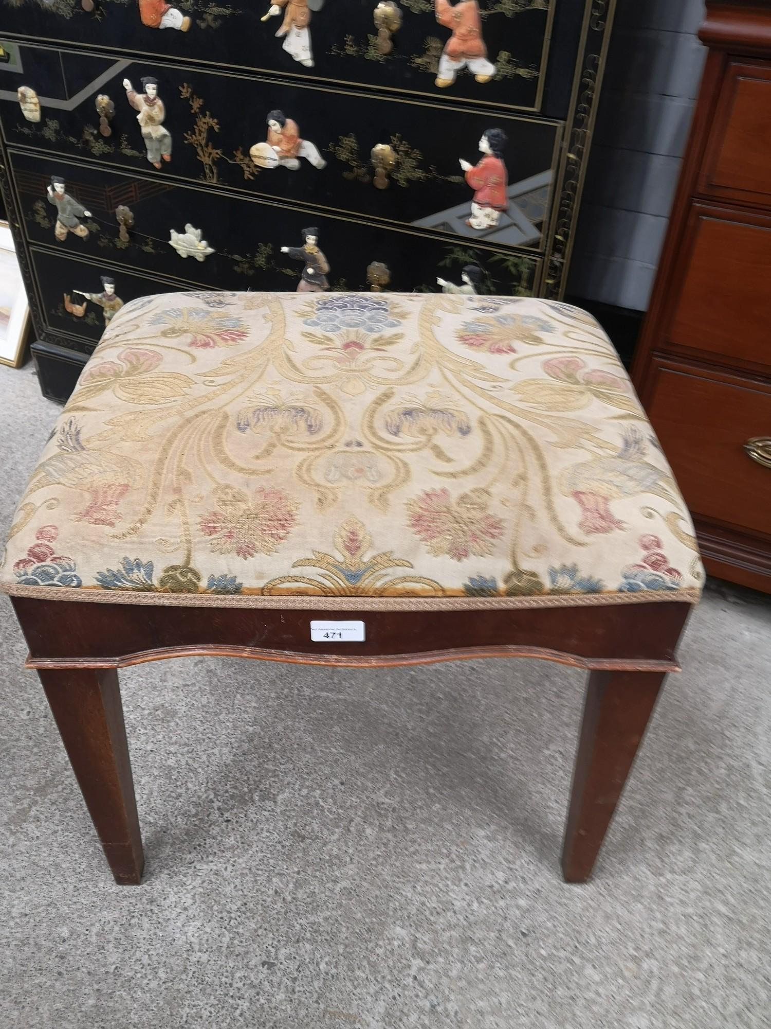 Edwardian period piano stool with art deco style upholstery. - Image 3 of 3