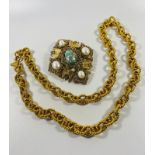 Sarah Cov (Coventry) named Vintage Brooch / pendant & heavy chain necklace.