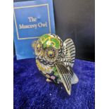 House of faberge the muscovy owl cloisonné with 22 karat gold coating. With box and certificate.