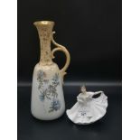 Royal burslem art deco vase together with royal doulton figure Elaine hn3900.