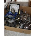 Quality box of silver plated wares.