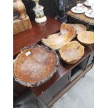 Selection of drift wood arts and crafts bowls etc.