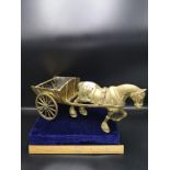 Heavy brass horse and carriage.