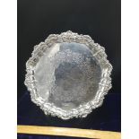 Large Silver Hall marked sheffield card tray on ball and claw feet makers Fenton Brothers Ltd. 337