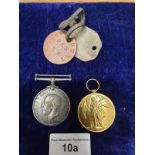 2 WW1 Medals to Include dog tags Pte J Burt S22038 Royal Highlanders.