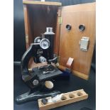 Antique Beck of London 21792 model 47 microscope in fitted case.