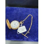 Gold Plated Pocket Watch From Fenton Watch Co America With Albert Chain