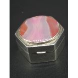 Hallmarked Sheffield Silver Pill Box with purple effect.