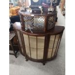 Queen Anne legged bow fronted China cabinet with fitted glass shelfs.