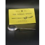 Sterling Silver Authentic Reproduction of 2nd Century Roman spoon with certificate.