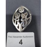 Silver hall marked large celtic brooch maker "CT"