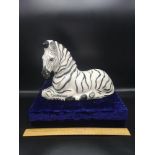 Ballentines zebra whisky decanter.