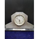 Large silver Hall marked London smiths mantle clock makers HW.