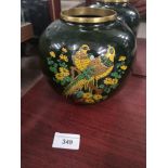 Oriental enamelled bird scene vase marked Korea.