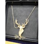 Stunning stag statement designer necklace with box.