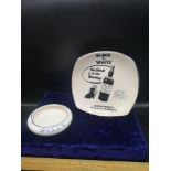 No5 Black n white scotch whisky plate together with bells ceramic ashtray.