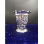 Silver hall marked Birmingham scottish thistle design vase makers henry Matthews.