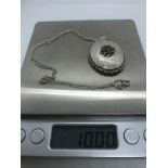 Large Hall marked silver pendant and chain.