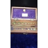 Antique Set Weights In Fitted Wooden Case with Tweezers