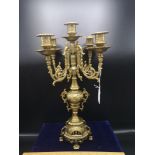 Antique brass 5 section candleabra.