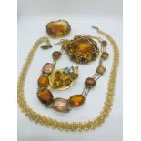 Stunning set of amber inspired vintage jewellery.