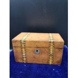 Edwardian inlaid double section tea caddy.