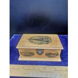 Mauchline ware box depicting Scott's monument, Edinburgh Castle and holyrood Palace.
