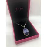 925 silver chain with Blue John pendant 8.63grams.