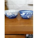 2 1900s blue and white bowls.