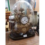 French antique brass gilt clock with glass dome..dome. Is. As. Found.