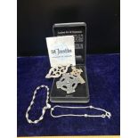 Lot of Silver jewellery together with celtic brooch St Justin with box.