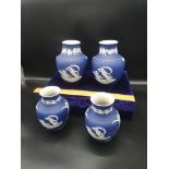 Set of 4 Tunstall jasper ware vases.