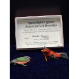 2 takahashi original American bird brooches.