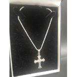 Large silver Cross with silver chain.