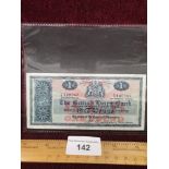 The brittish linen bank one pound note dated 31st March 1962 no 140267.