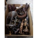 Large box of African figures includes small busts etc.