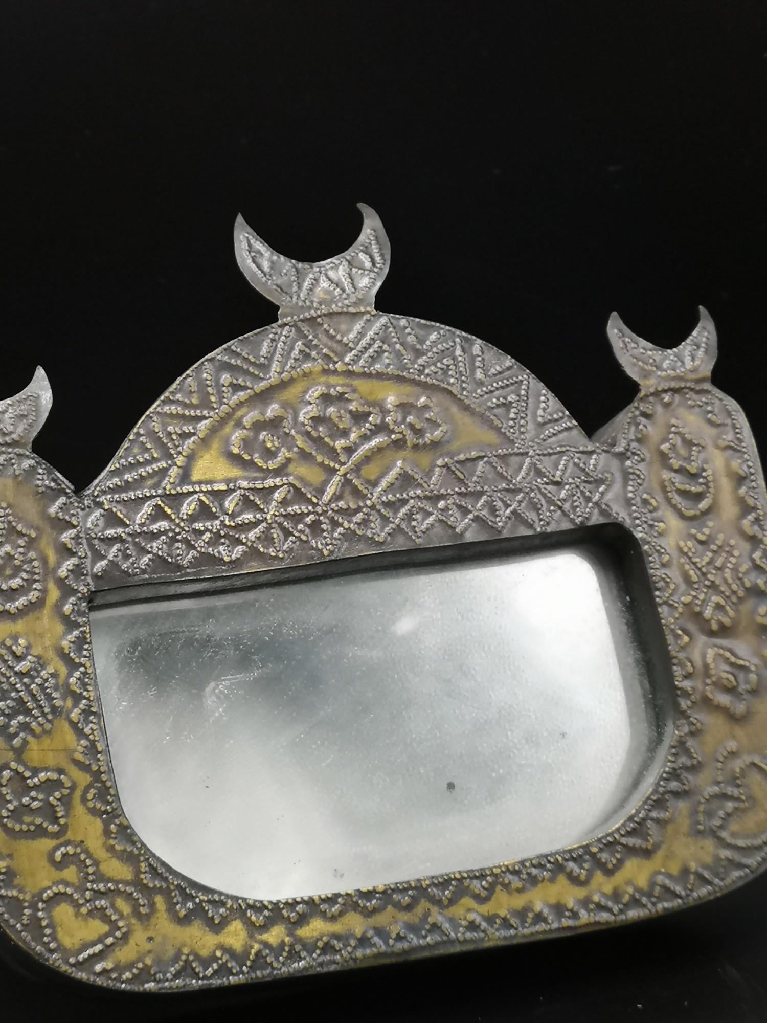 Vintage Arabic brass small mirror. - Image 3 of 3