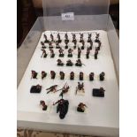 Boxed Waterloo British infantry figures some as found.