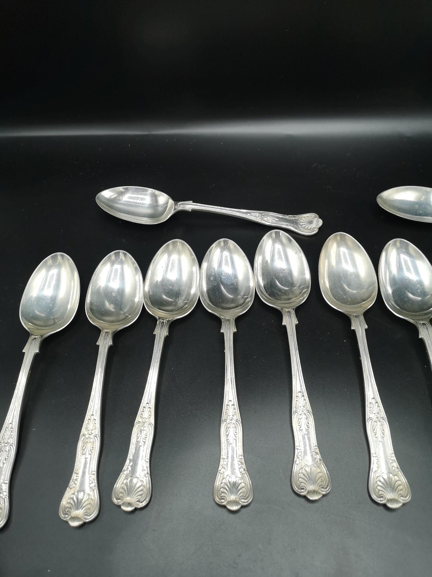Silver Hall marked london set of 12 Kings pattern desert spoons maker AHN. 736 grams.. - Bild 3 aus 4