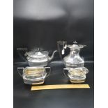 4 pieces silver Hall marked tea ware. 1757 grams..