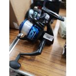 Large beach fishing reel with line.